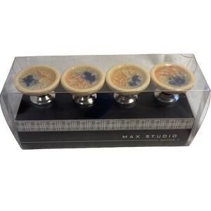 Set/4 Max Studio Home Drawer Pull Handles / Knobs Ceramic Crackle Glass Furnitur